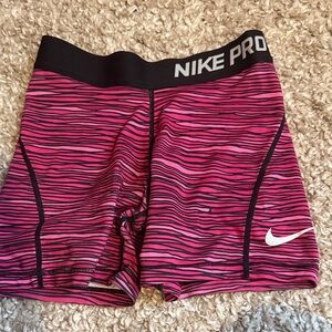 Nike Pro Black and Pink Striped Shorts